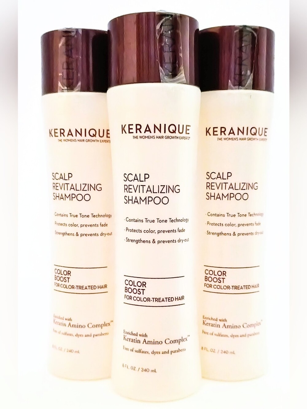 Keranique Scalp Revitalizing Shampoo Color Boost 8 oz 240 mL Lot of 3 New